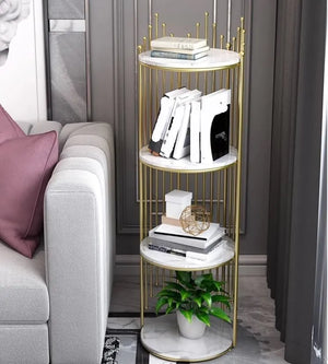 Set 2 Rafturi Decorative Metalice cu 4 Nivele de Depozitare, 32x32x95 cm