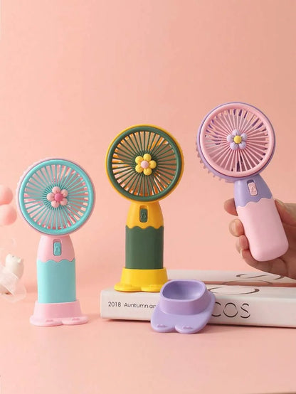 Mini Ventilator Portabil cu Încărcare USB, Suport Telefon, Baterie Reîncărcabilă