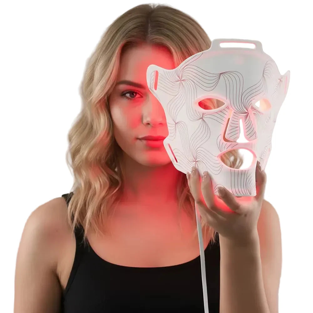 Mască Facială LED Anti-Aging Megatot, Lumină Roșie și Infraroșie