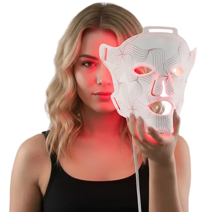 Mască Facială LED Anti-Aging Megatot, Lumină Roșie și Infraroșie