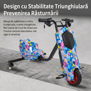 Tricicletă electrică drift 150W 36V cu Bluetooth și set protecție