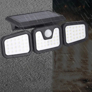 Lampă Triplă Solară de Perete cu Senzor de Mișcare