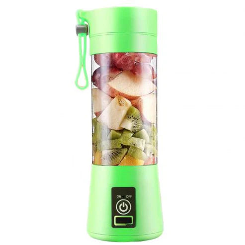 "Blender compact portabil, lame din oțel inoxidabil, culoare verde vibrantă."