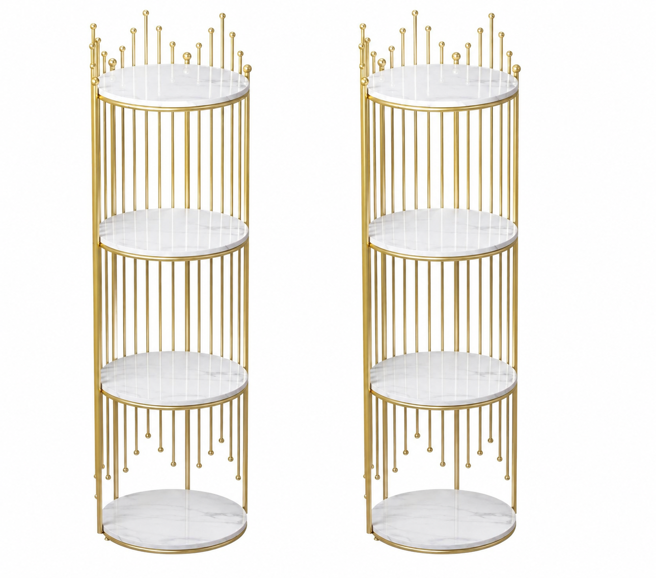 Set 2 Rafturi Decorative Metalice cu 4 Nivele de Depozitare, 32x32x95 cm