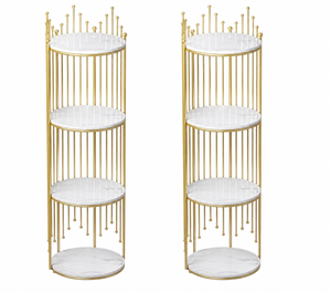Set 2 Rafturi Decorative Metalice cu 4 Nivele de Depozitare, 32x32x95 cm