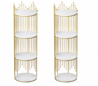 Set 2 Rafturi Decorative Metalice cu 4 Nivele de Depozitare, 32x32x95 cm