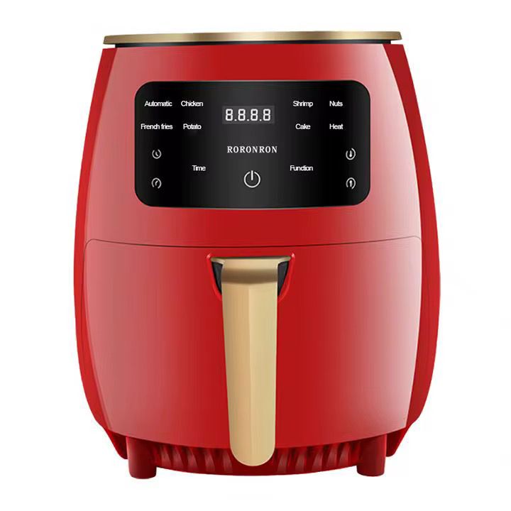Friteuză cu Aer Cald 6L Rosu – 2400W, Touch LCD, Fără Ulei