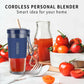 Mini blender portabil USB cu încărcare rapidă și lame din oțel inoxidabil, ideal pentru smoothie-uri și băuturi sănătoase.