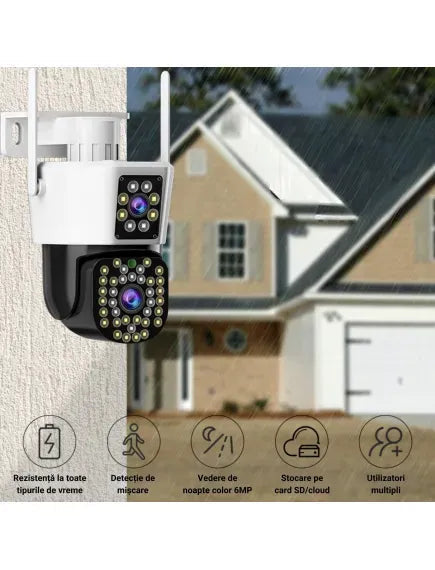 Camera de Supraveghere Dubla WiFi Jortan JT-8293QJ 6MP Full HD cu Alarma si Card 32GB - imagine 2