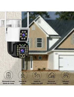 Camera de Supraveghere Dubla WiFi Jortan JT-8293QJ 6MP Full HD cu Alarma si Card 32GB - imagine 2
