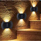 Set 4 Aplice Solare LED pentru Perete, Iluminare Bidirecțională, 8 LED-uri, IP65, Lumină Alb Cald