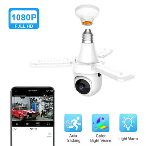 Cameră Tip Bec WiFi 3MP HD cu 3 Brațe LED, PTZ, Montare E27