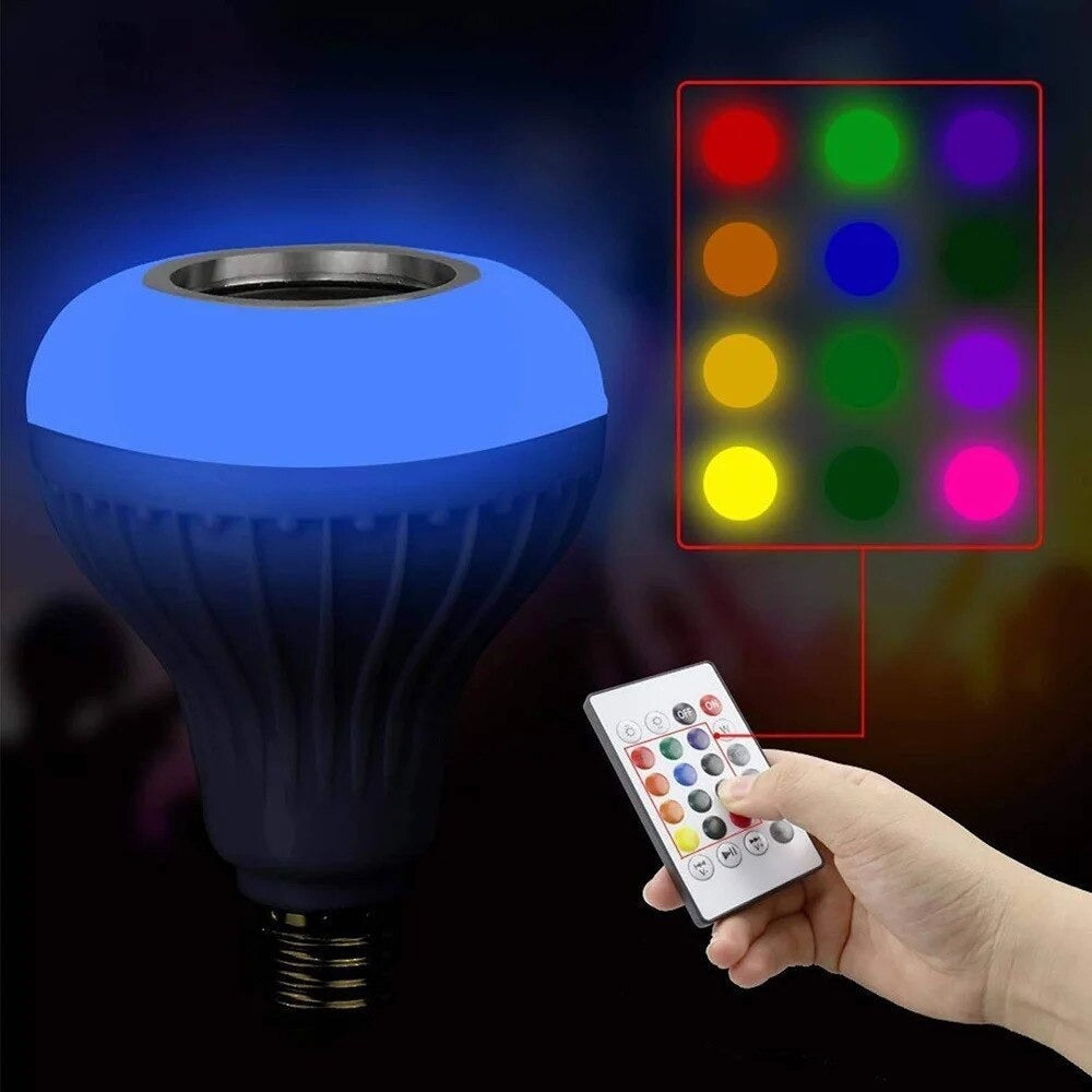 Bec muzical Bluetooth E27 multicolor cu telecomanda - imagine 3