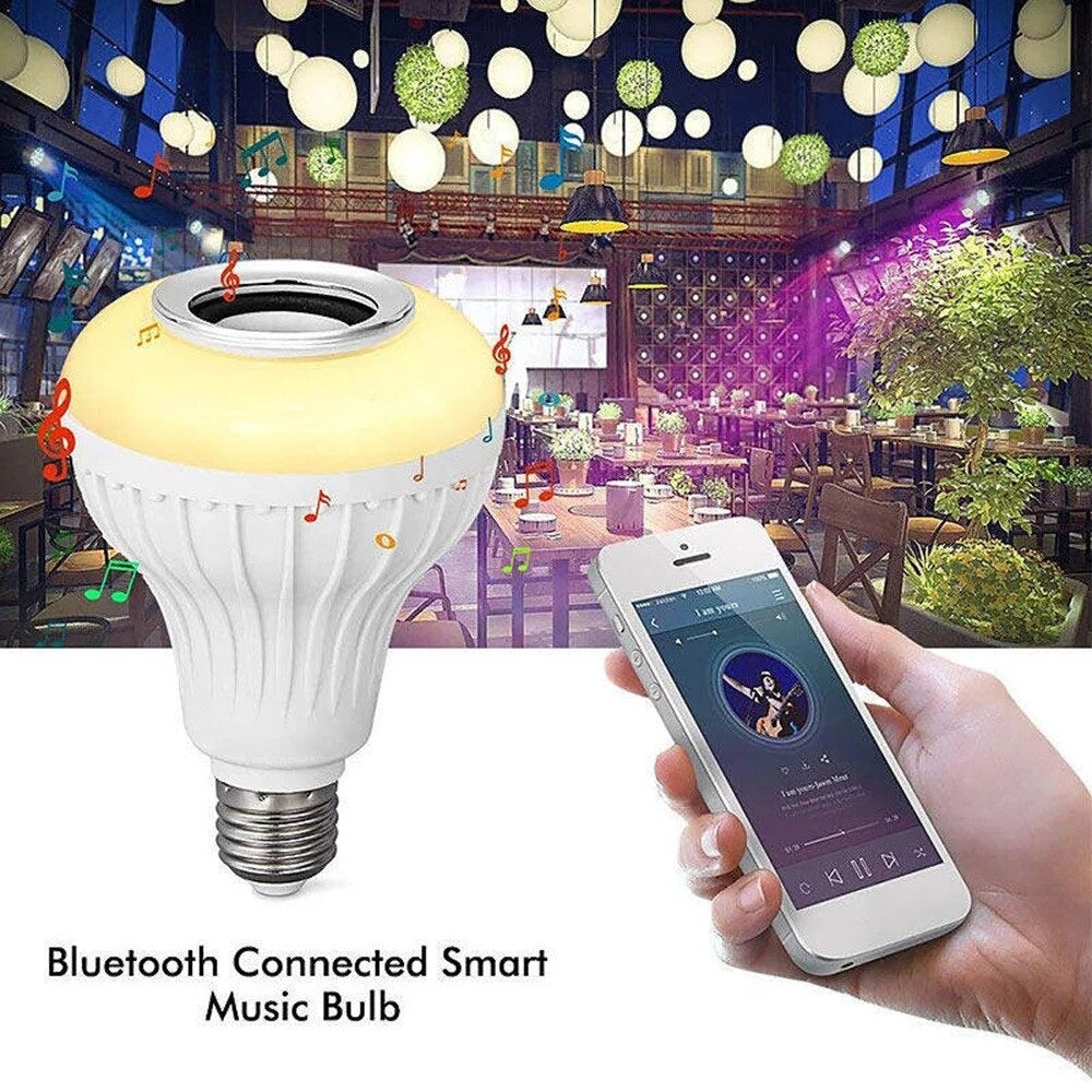 Bec muzical Bluetooth E27 multicolor cu telecomanda - imagine 2