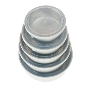 Set 5 Cutii Alimentare din Oțel Inoxidabil cu Capace Transparente, Diametre 10-18 cm