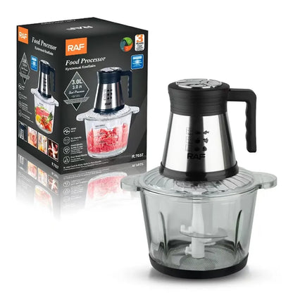 Tocător Electric Multifuncțional RAF cu Bol Inox 3L și 4 Lame Duble din Oțel Inoxidabil
