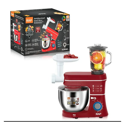 Mixer Planetar 4 în 1 cu Bol 6L, 1400W, Frământare, Mixare și Tel pentru Ouă, 6 Viteze