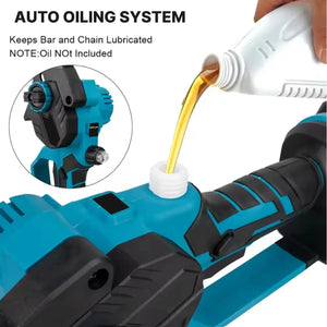Mini Fierăstrău Electric 6" 48V cu 1 Acumulator și Rezervor Ulei