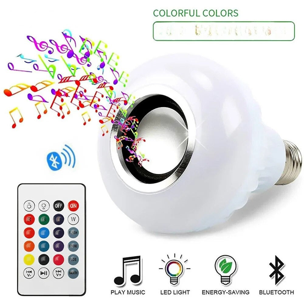 Bec muzical Bluetooth E27 multicolor cu telecomanda - imagine 4