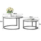 Set 2 Măsuțe Rotunde de Cafea cu Efect Marmură – Blat MDF 15 mm și Cadru Metalic