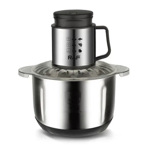 Tocător Electric Profesional RAF cu Bol Inox 5L și Lame Duble din Oțel Inoxidabil
