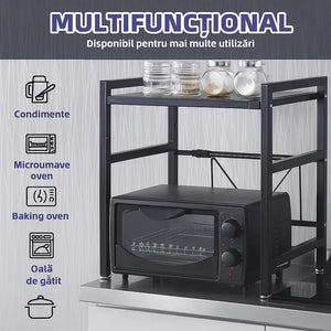 Raft Metalic Extensibil pentru Cuptor cu Microunde, Organizator Bucătărie Ajustabil