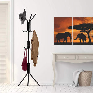 Cuier metalic tip pom, 12 cârlige, 42x165 cm, negru