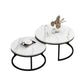 Set 2 Măsuțe Rotunde de Cafea cu Efect Marmură – Blat MDF 15 mm și Cadru Metalic