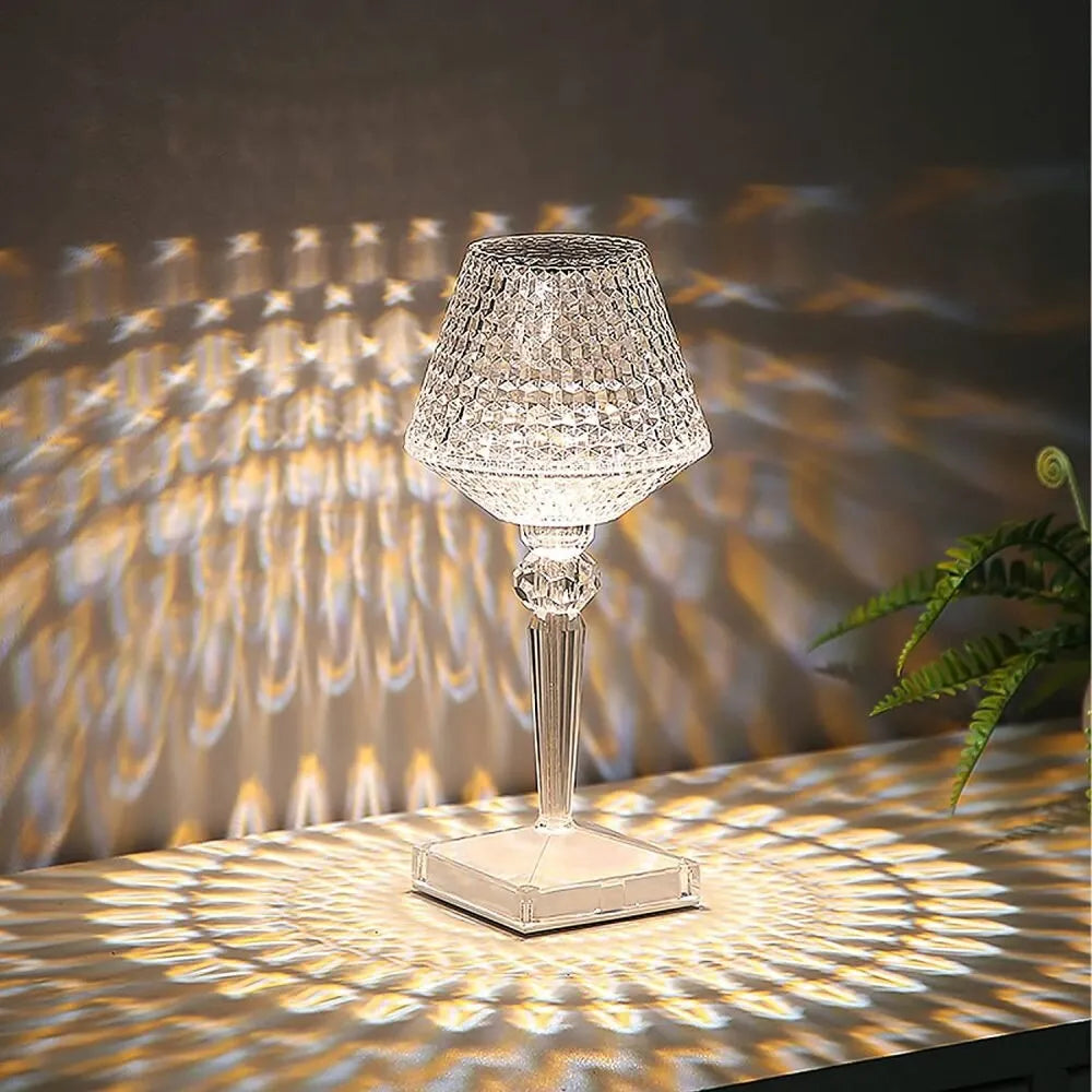 Veioză LED cu Atingere, Acrilic Transparent, Reglabilă, Reîncărcabilă USB