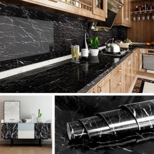 Autocolant marmura autoadeziv negru cu alb pentru decor elegant
