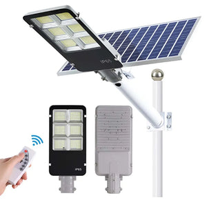 Lampă Solară cu Panou Solar și Braț Susținere 400W