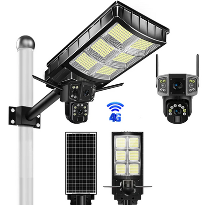 Lampă Solară Stradală cu Cameră de Supraveghere 4G 8MP 4K, Vedere Nocturnă și Detecție Mișcare