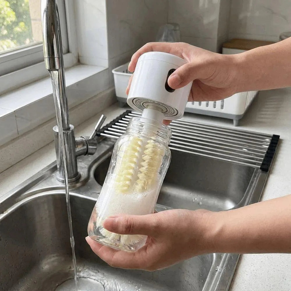Perie Electrică Rotativă 360° pentru Curățat Sticle și Căni cu Peri Moi - imagine 4