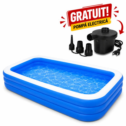 Piscină Gonflabilă Dreptunghiulară pentru Exterior, 200x120x40 cm, cu pompa electrica inclusa