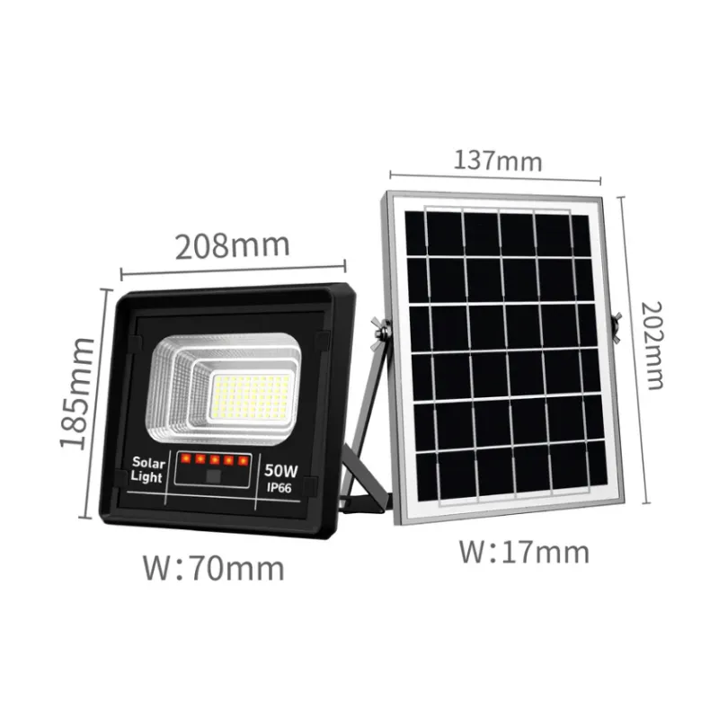 Proiector Solar Jortan 100W IP66 cu Indicator Baterie si Telecomanda 6500K - imagine 2