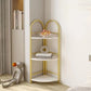 Raft Decorativ de Colt cu 3 Nivele - Design Auriu cu Efect Marmura - imagine 2
