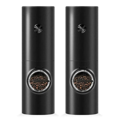 Set 2 Rasnite Electrice Sare si Piper, Lumina LED, 5 Trepte de Macinare, Negru