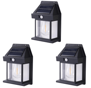 Set 3 Lămpi Solare de Perete Tip Bec Clasic cu Senzor de Mișcare - Promagg.ro