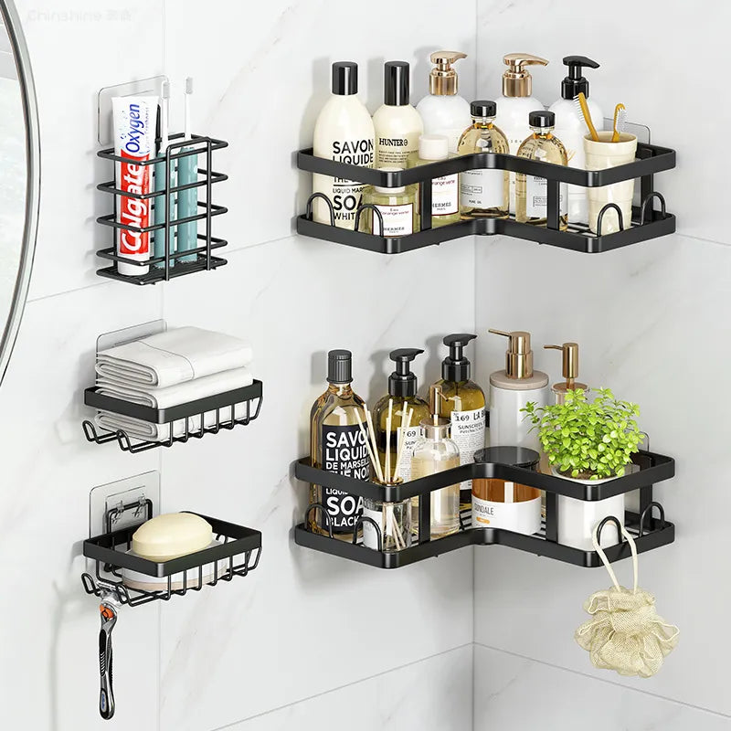 Set 5 Etajere Baie, Raft Dus Colt, Otel Inoxidabil - imagine 3