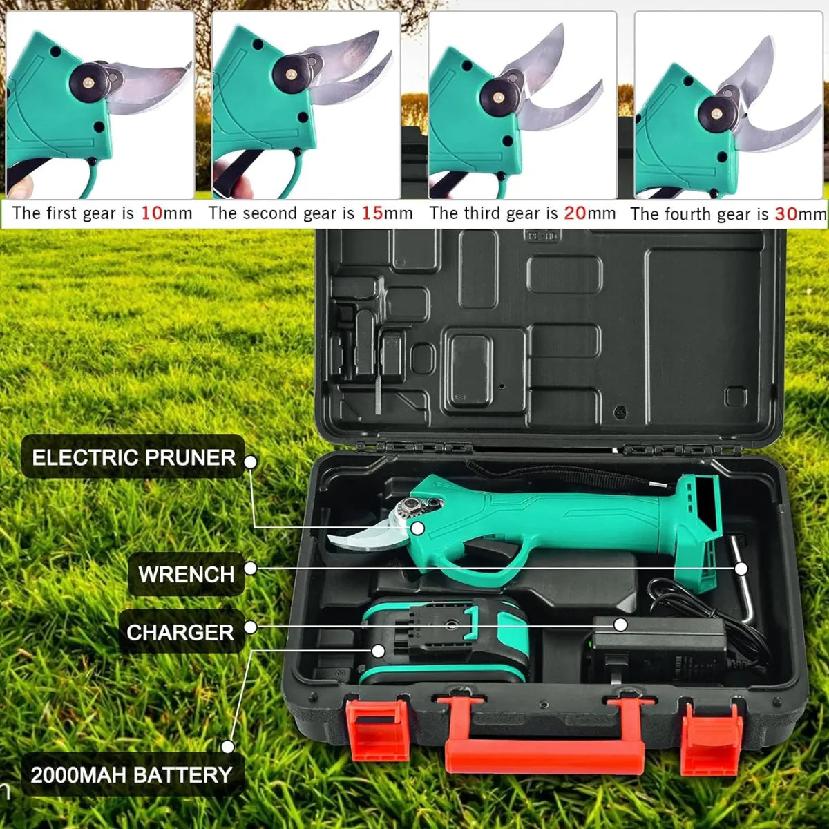 Set Foarfecă Electrică 24V + Braț Telescopic (150 - 250 cm) cu 2 Acumulatori - Megatot.ro
