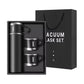 Set termos negru 500ml cu 3 cești – pachet cadou elegant