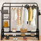 Suport Dublu de Umerase pentru Haine, Stand Metalic Organizator, 162x110cm, Negru, cu Roti - imagine 3