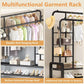 Suport Dublu de Umerase pentru Haine, Stand Metalic Organizator, 162x110cm, Negru, cu Roti - imagine 4