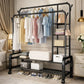 Suport Dublu de Umerase pentru Haine, Stand Metalic Organizator, 162x110cm, Negru, cu Roti - imagine 5